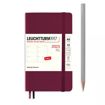 Еженедельник датир. Leuchtturm1917 Pocket A6 на 2023г, дни без расписания, м. обл, цвет: Портвейн