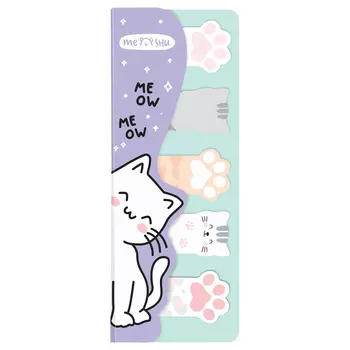Флажки-закладки и самоклеящиеся блоки в наборе MESHU "Meow paw", 20 л., европодвес