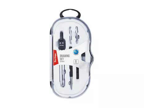 Готовальня Berlingo "Expert" 6 предметов, циркуль 135 мм, пластиковый футляр