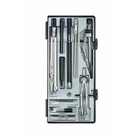 Готовальня Globus "Technica", 12 предметов, циркуль 155мм, пластиковый футляр