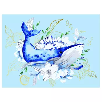 Картина по номерам на холсте ТРИ СОВЫ "Кит" 30*40 см, с поталью, акриловыми красками и кистями