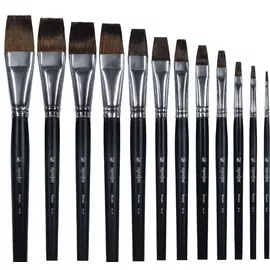 Кисть белка №22 плоская Альбатрос "Профи" длинная ручка