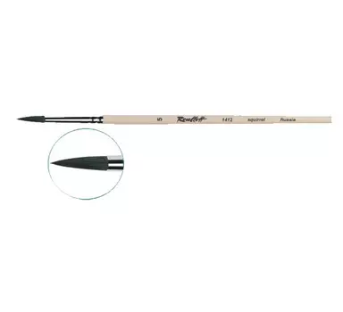 Кисть белка №9 круглая Roubloff "1412" длинная ручка п/лак