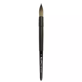 Кисть имитация белки №12 круглая Roubloff "Aqua" ручка короткая черная, покрытие обоймы soft-touch