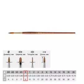 Кисть колонок №0 круглая Escoda "Grafilo 2420" Tajmyr длинная ручка коричневая