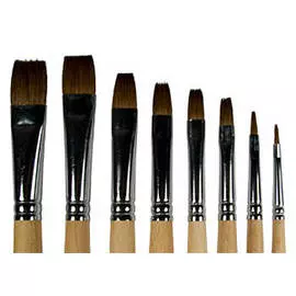 Кисть колонок №12 плоская Живописные кисти "1022" длинная ручка