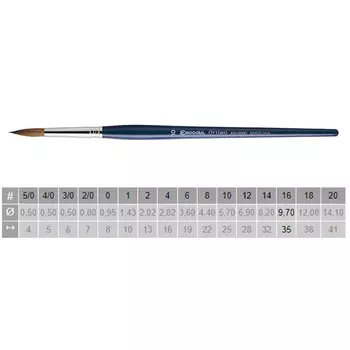 Кисть колонок №16 круглая Escoda "Optimo 1210" короткая ручка синяя