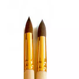 Кисть колонок №1 круглая Черная речка "1112" длинная ручка п/лак