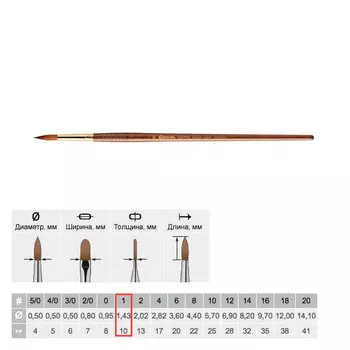 Кисть колонок №1 круглая Escoda "Grafilo 2420" Tajmyr длинная ручка коричневая