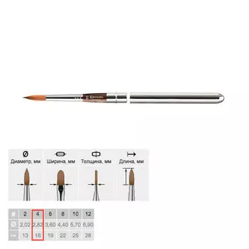 Кисть колонок №4 круглая Escoda "Optimo 1215" серебренная ручка, съемный колпачок