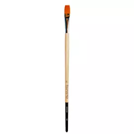 Кисть синтетика №6 плоская Живописные кисти "1229" длинная ручка с черным кончиком
