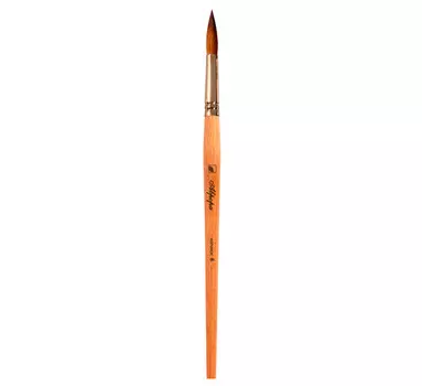 Кисть колонок №8 круглая Альбатрос "Аврора" длинная ручка