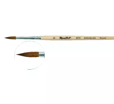 Кисть колонок микс №2 круглая Roubloff "2D10" короткая ручка п/лак