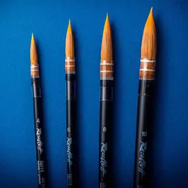 Кисть колонок микс №4 круглая Roubloff "QD15" короткая ручка, в пленочной обойме