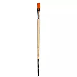 Кисть синтетика плоская укороченная Живописные кисти "1029" длинная ручка с черным кончиком