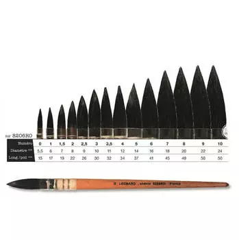 Кисть коза №3,5 круглая Leonard Tibet "8206RO" короткая лакированная ручка с насечками