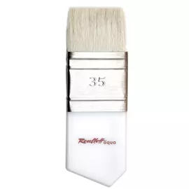 Кисть коза белая №35 плоская Roubloff "Aqua Wide flat" ручка короткая из оргстекла со скосом