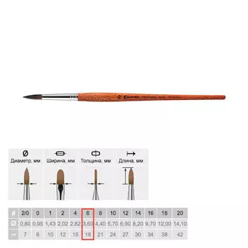 Кисть пони №6 круглая Escoda "Artesana 1004" короткая ручка