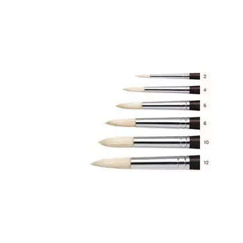 Кисть щетина №4 круглая Winsor&amp;Newton "Azanta" длинная черная ручка