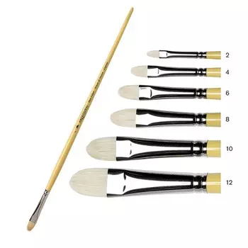 Кисть щетина №4 овальная Winsor&amp;Newton "ARTISTS" укороченная выставка, длинная ручка