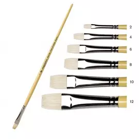 ?Кисть щетина плоская Winsor&Newton "ARTISTS" укороченная выставка, длинная ручка