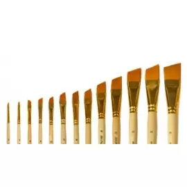 Кисть синтетика №12 скошенная Живописные кисти "1362" длинная ручка п/лак