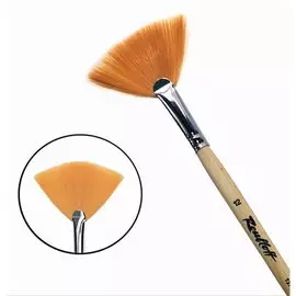 Кисть синтетика №12 веерная Roubloff "1272" длинная ручка п/лак