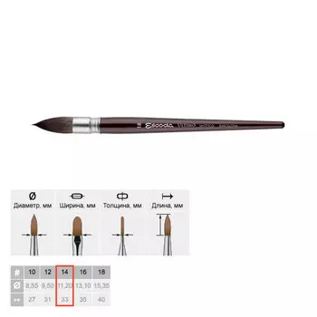 Кисть синтетика №14 круглая "mop" Escoda "Ultimo 1530" Tendo короткая ручка черная