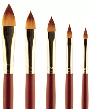 Кисть синтетика №16 "кошачий язык" Альбатрос "Студио" длинная ручка