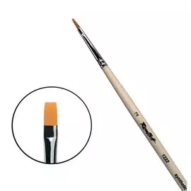 Кисть синтетика №2 плоская Roubloff "1222" длинная ручка п/лак