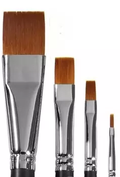 Кисть синтетика №2 плоская Живописные кисти "1322" длинная ручка п/лак