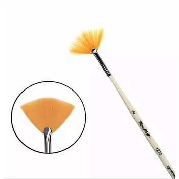 Кисть синтетика №2 веерная Roubloff "1272" длинная ручка п/лак