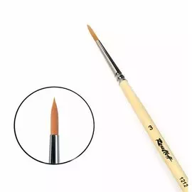 Кисть синтетика №3 круглая Roubloff "1212" длинная ручка п/лак