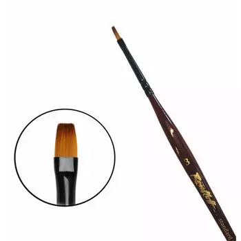 Кисть синтетика №3 плоская Roubloff "17RB" короткая ручка