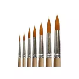 Кисть синтетика №6 круглая Черная речка "1312" длинная ручка п/лак