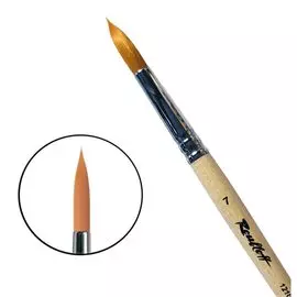 Кисть синтетика №7 круглая Roubloff "1210" короткая ручка п/лак