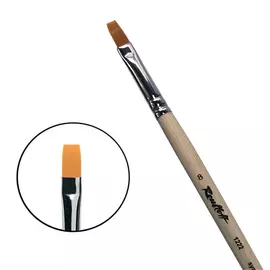 Кисть синтетика №7 плоская Roubloff "1222" длинная ручка п/лак