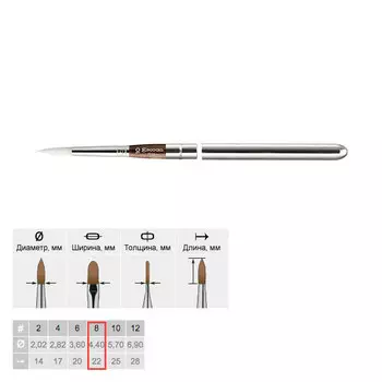 Кисть синтетика №8 круглая Escoda "Perla 1438" White Toray ручка съемная металлическая