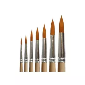 Кисть синтетика №8 круглая Живописные кисти "1312" длинная ручка п/лак