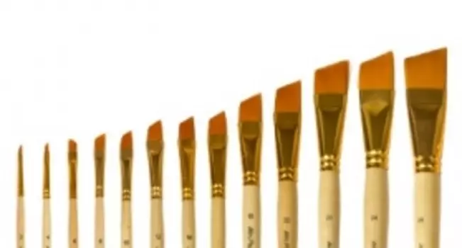 Кисть синтетика №8 скошенная Живописные кисти "1362" длинная ручка п/лак