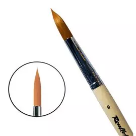 Кисть синтетика №9 круглая Roubloff "1210" короткая ручка п/лак