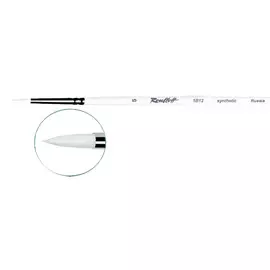 Кисть синтетика белая №0 круглая Roubloff "1B12" длинная ручка
