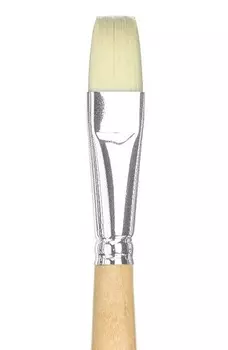 Кисть синтетика белая №30 плоская Живописные кисти "1B22" длинная ручка