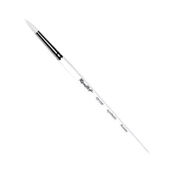 Кисть синтетика белая №3 круглая под щетину Roubloff "1В10W" короткая ручка