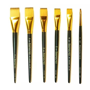 Кисть синтетика под колонок №2 плоская Живописные кисти "1S25" короткая ручка