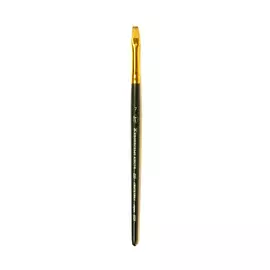 Кисть синтетика под колонок №7 плоская Живописные кисти "1S25" короткая ручка