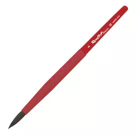 Кисть соболь-микс №8 круглая Roubloff "Aqua" ручка короткая красная, покрытие обоймы soft-touch