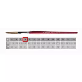 Кисть ушной волос №4 плоская удлиненная Escoda "Filleting and Lettering 6318" короткая ручка