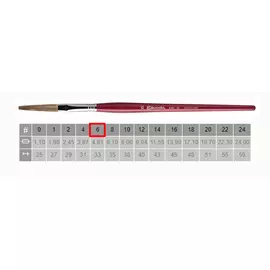 Кисть ушной волос №6 плоская удлиненная Escoda "Filleting and Lettering 6318" короткая ручка