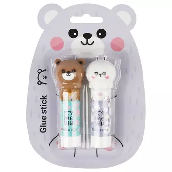 Клей-карандаш MeShu с топпером "Animals", 8 г, 2 шт в блистере